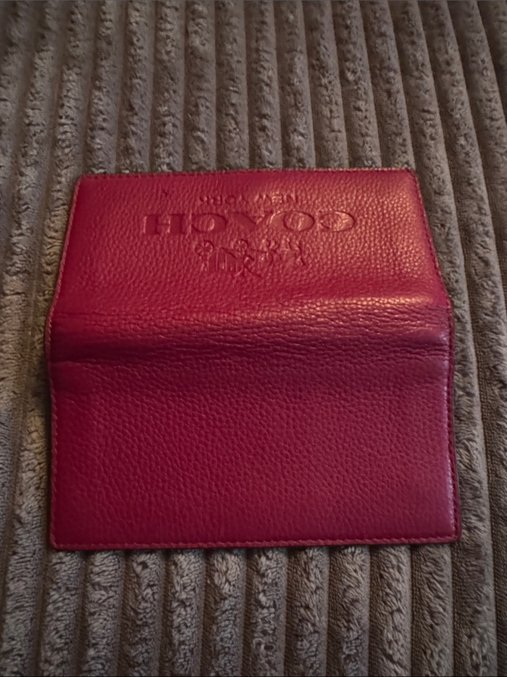 Coach Embossed Leather Long Wallet - Red - Picture 5 of 6